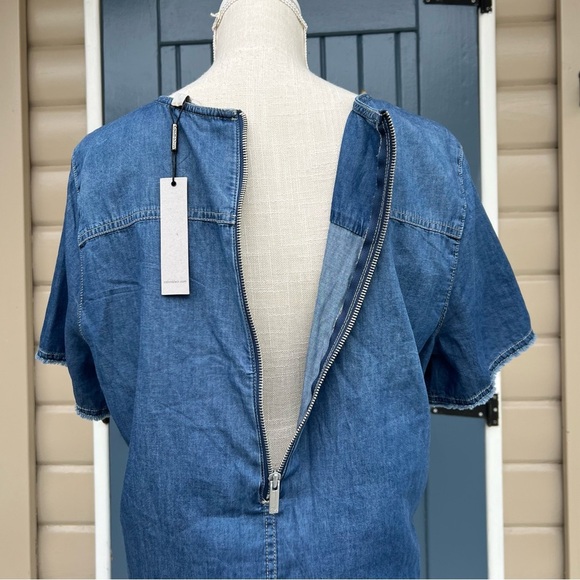 Calvin Klein Soft Denim Blue Mini Dress with pockets Women’s XL - Picture 4 of 9